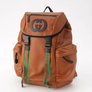 Gucci Sherry Line Backpack Dapper GG Interlocking Dan Leather Brown Daypack